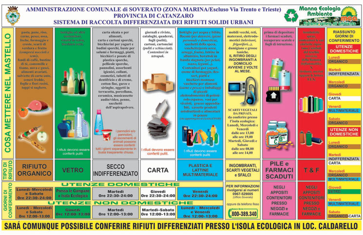 calendario raccolta rifiuti Soverato kit
